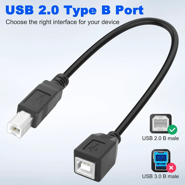 Alt view image 4 of 7 - XMSJSIY USB 2.0 Type-B Printer Extension Cable USB-B Male to Female - 2PCS