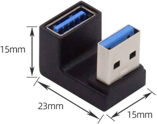 Alt view image 5 of 7 - chenyang CY USB 3.0 Type A Male to Female Extension Power Data Video Adapter U Shape Angled 10Gbps Data 5V Power