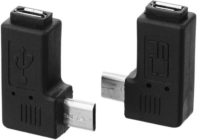 Alt view image 2 of 7 - cablecc 2pcs 90 Degree Left & Right Angled Mini USB 5 Pin Male to Female Extension Adapter