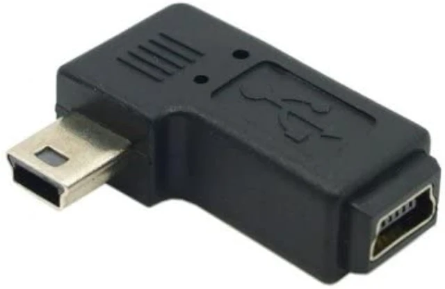 Alt view image 6 of 7 - cablecc 2pcs 90 Degree Left & Right Angled Mini USB 5 Pin Male to Female Extension Adapter