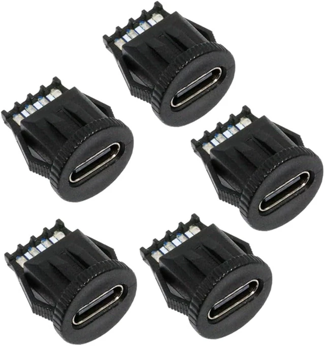 Main image of cablecc 5pcs/Set DC Power 5V/20V DIY OEM Type C Female Socket Connector to 6Pin PCBA Pinout PD IP67Round Latch Mount Type
