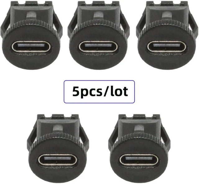 Alt view image 2 of 7 - cablecc 5pcs/Set DC Power 5V/20V DIY OEM Type C Female Socket Connector to 6Pin PCBA Pinout PD IP67Round Latch Mount Type