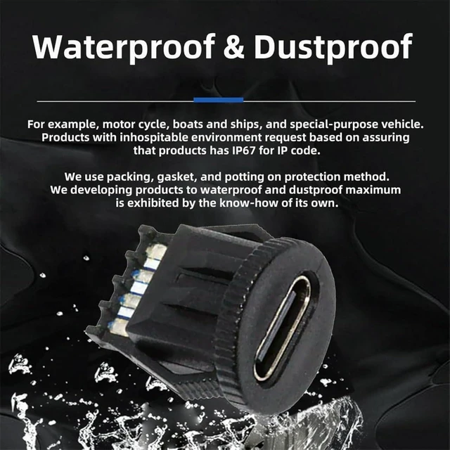 Alt view image 6 of 7 - cablecc 5pcs/Set DC Power 5V/20V DIY OEM Type C Female Socket Connector to 6Pin PCBA Pinout PD IP67Round Latch Mount Type