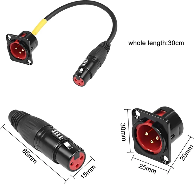 Alt view image 2 of 7 - XMSJSIY D-Type XLR Male Panel Mount to Female Connector Pass Through Cable