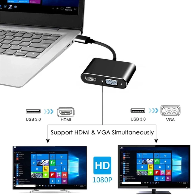 Alt view image 7 of 7 - chenyang USB 3.0 2.0 to HDMI VGA HDTV Adapter Cable External Graphics Card for Windows Laptop