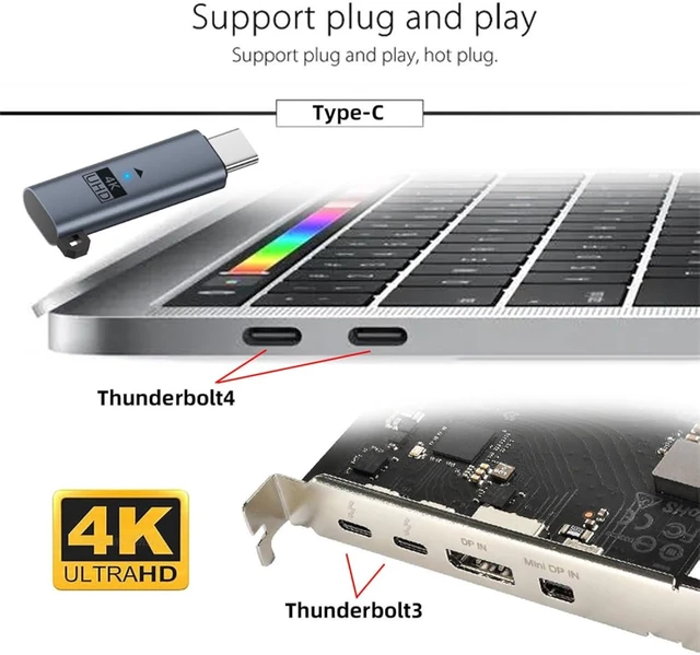 Alt view image 4 of 7 - cablecc USB-C Virtual Display Adapter USB5.0 USB4.0 Type-C DDC EDID Dummy Plug Headless Ghost Display Emulator 4K@60Hz Compatible with Thunderbolt3/4/5 Blue