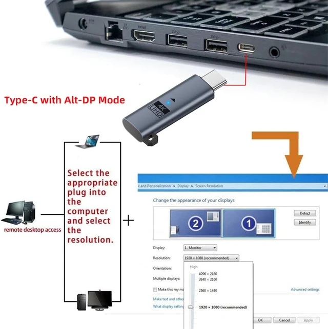Alt view image 7 of 7 - cablecc USB-C Virtual Display Adapter USB5.0 USB4.0 Type-C DDC EDID Dummy Plug Headless Ghost Display Emulator 4K@60Hz Compatible with Thunderbolt3/4/5 Blue