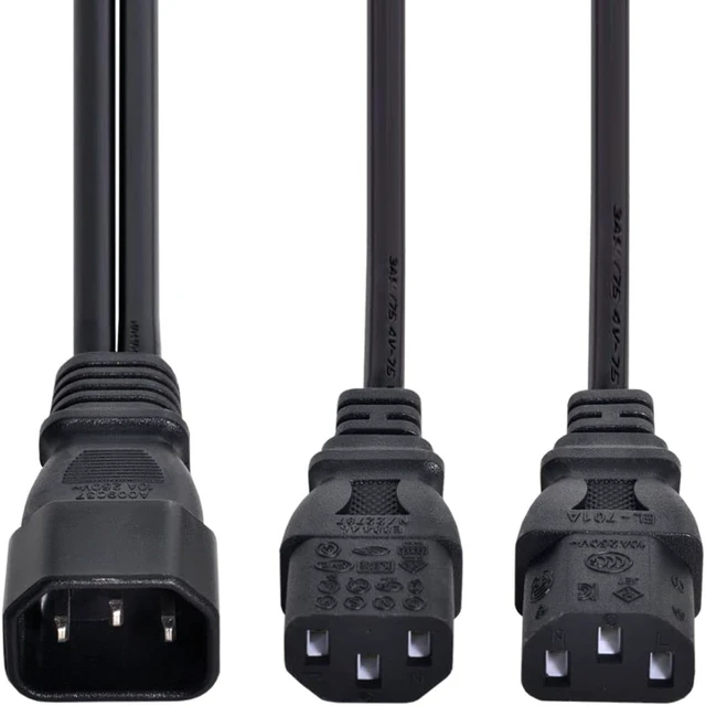 Alt view image 4 of 7 - chenyang 2 Pack IEC 320 C14 1 Male to 2 C13 Female Y Splitter Power Extension Cable Adapter for Monitor/Computer/PDU Chassis/Printer