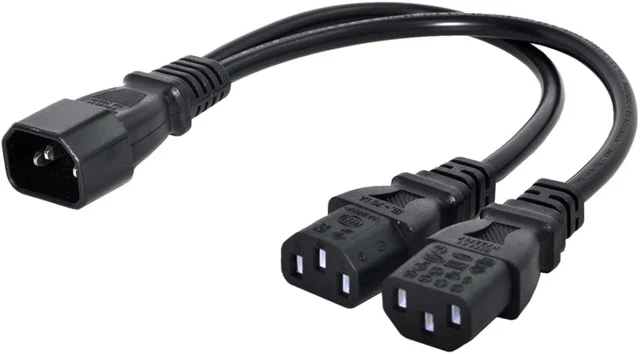 Alt view image 6 of 7 - chenyang 2 Pack IEC 320 C14 1 Male to 2 C13 Female Y Splitter Power Extension Cable Adapter for Monitor/Computer/PDU Chassis/Printer