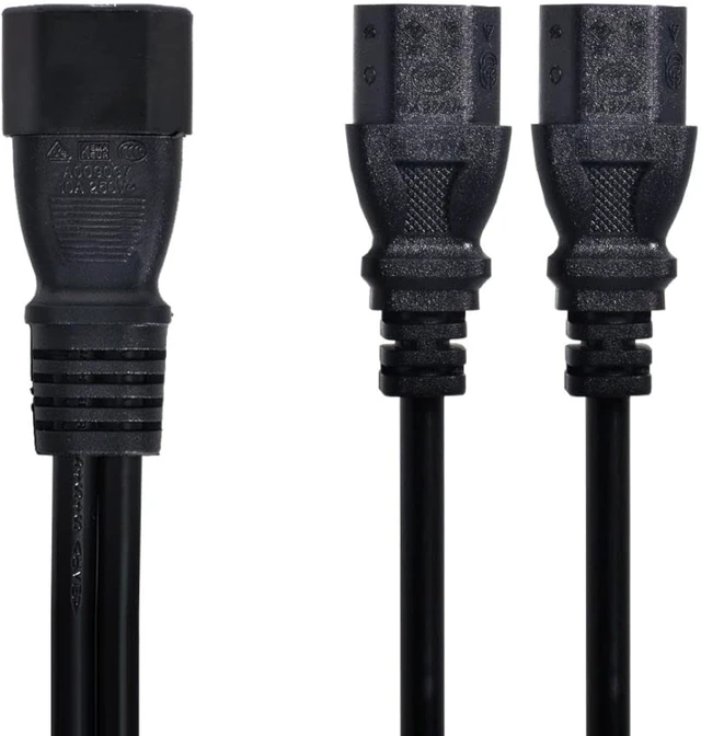 Alt view image 5 of 7 - chenyang 2 Pack IEC 320 C14 1 Male to 2 C13 Female Y Splitter Power Extension Cable Adapter for Monitor/Computer/PDU Chassis/Printer