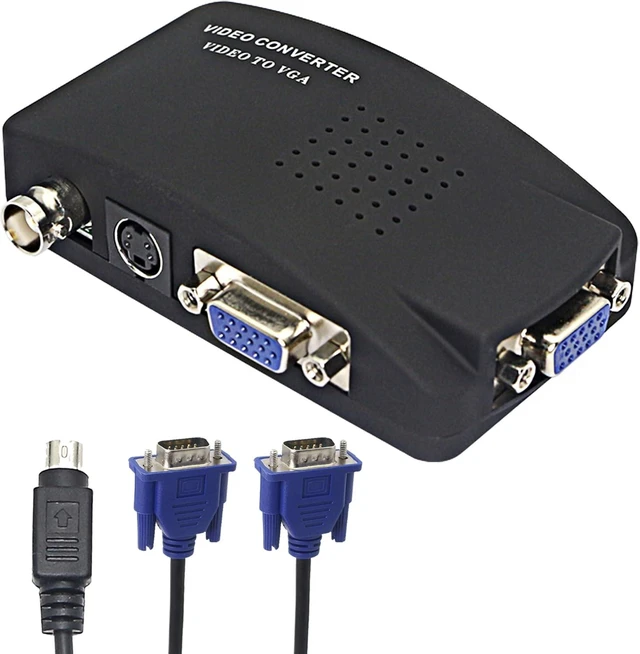 Main image of XMSJSIY BNC to VGA Video Converter, S-Video Input to VGA Output, Supports PAL/NTSC, Easy to Install and Operate