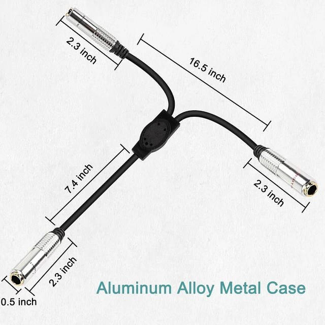 Alt view image 2 of 7 - XMSJSIY 6.35mm 1/4 inch TRS Y Splitter Audio Cable Female to Dual Female