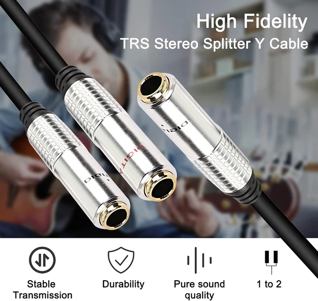 Alt view image 5 of 7 - XMSJSIY 6.35mm 1/4 inch TRS Y Splitter Audio Cable Female to Dual Female
