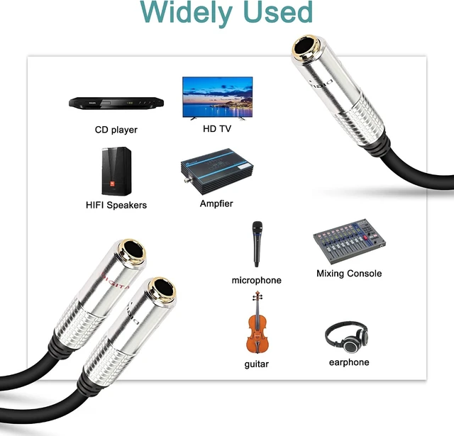 Alt view image 6 of 7 - XMSJSIY 6.35mm 1/4 inch TRS Y Splitter Audio Cable Female to Dual Female