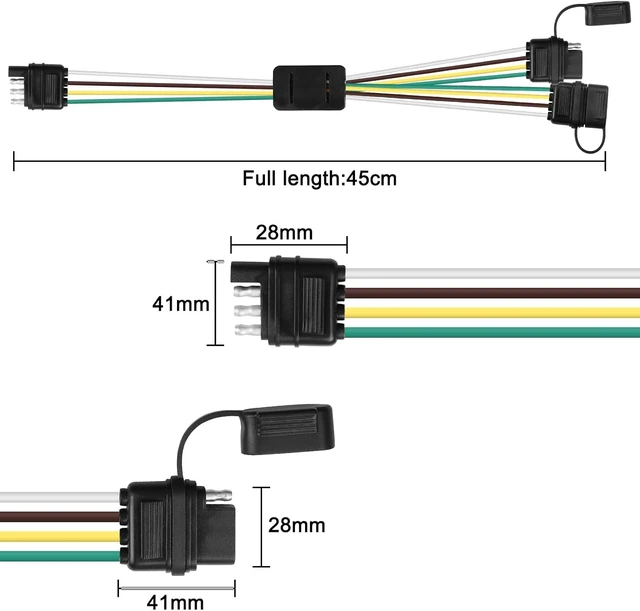 Alt view image 2 of 7 - XMSJSIY 4 Way Flat Trailer Y Splitter Adapter Extension Harness 4 Pin