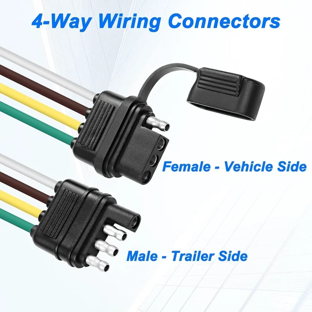 Alt view image 3 of 7 - XMSJSIY 4 Way Flat Trailer Y Splitter Adapter Extension Harness 4 Pin
