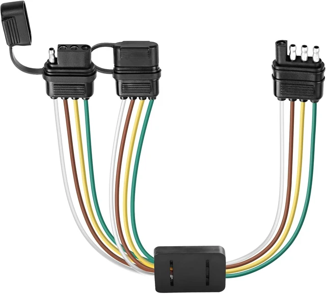 Main image of XMSJSIY 4 Way Flat Trailer Y Splitter Adapter Extension Harness 4 Pin