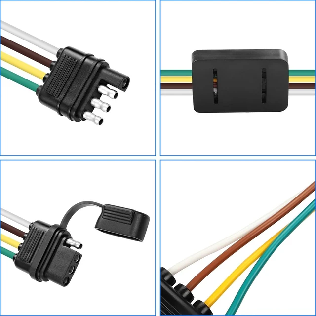 Alt view image 4 of 7 - XMSJSIY 4 Way Flat Trailer Y Splitter Adapter Extension Harness 4 Pin