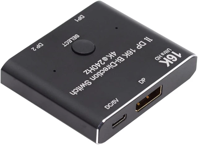 Main image of cablecc Two Modes Bi-Direction 2x1 Switch Splitter Selector Hub DP DisplayPort 2.0 Support HDCP SST Extended 16K@60hz 4K@240hz Convertor