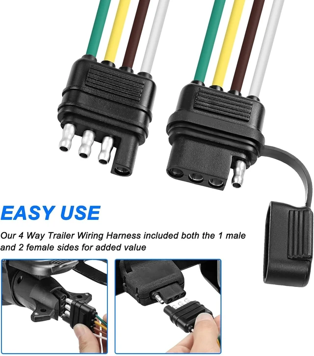 Alt view image 7 of 7 - XMSJSIY 4 Way Flat Trailer Y Splitter Adapter Extension Harness 4 Pin