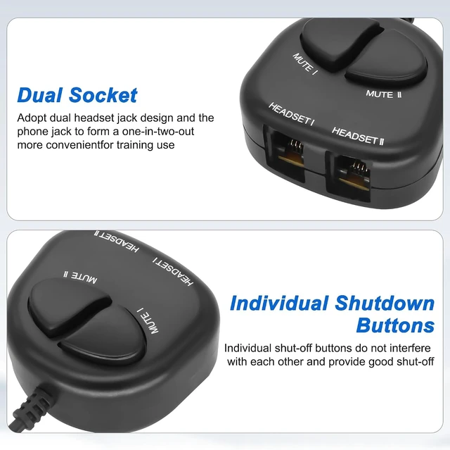 Alt view image 4 of 7 - XMSJSIY RJ9 Telephone Training Adapter Headset Splitter- (2 Mute)