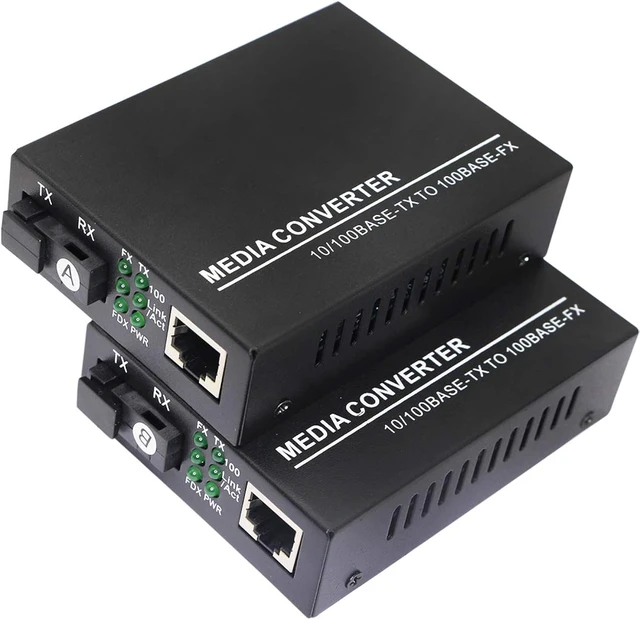 Main image of XMSJSIY Fiber Ethernet Media Converter, Single-Mode 10/100Base-TX to 100Base-FX, RJ45 to SC, Fiber Transceiver Up to 25KM (1 Pair)