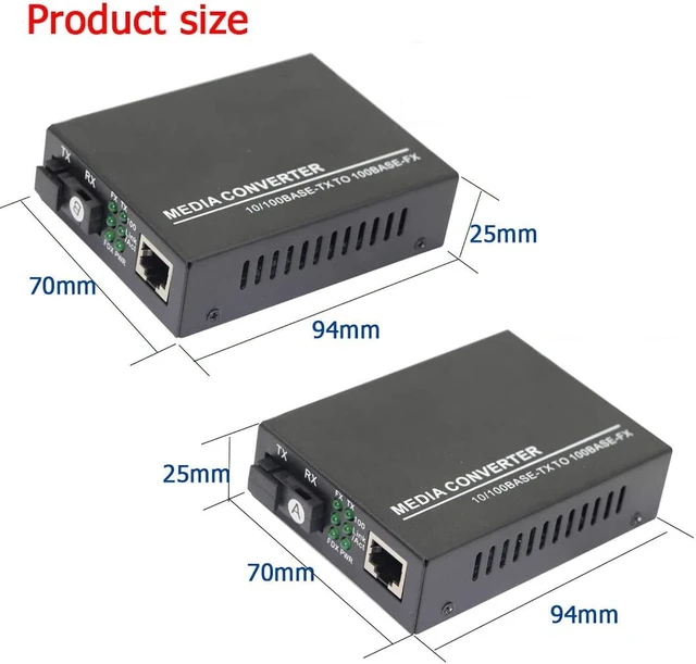 Alt view image 7 of 7 - XMSJSIY Fiber Ethernet Media Converter, Single-Mode 10/100Base-TX to 100Base-FX, RJ45 to SC, Fiber Transceiver Up to 25KM (1 Pair)