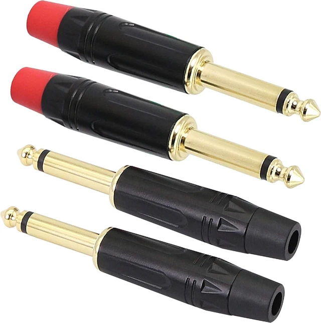 Main image of 1/4" Audio Plug, 6.35 Mono Male Connector, Gold-Plated TS Plug- (4 Pack)