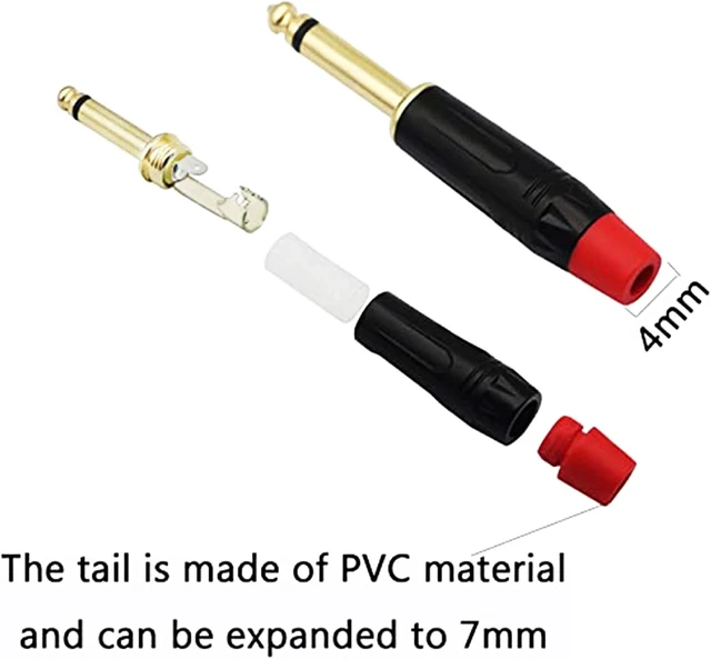 Alt view image 4 of 7 - 1/4" Audio Plug, 6.35 Mono Male Connector, Gold-Plated TS Plug- (4 Pack)