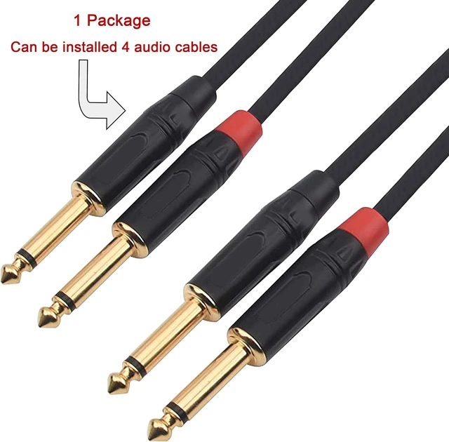 Alt view image 3 of 7 - 1/4" Audio Plug, 6.35 Mono Male Connector, Gold-Plated TS Plug- (4 Pack)