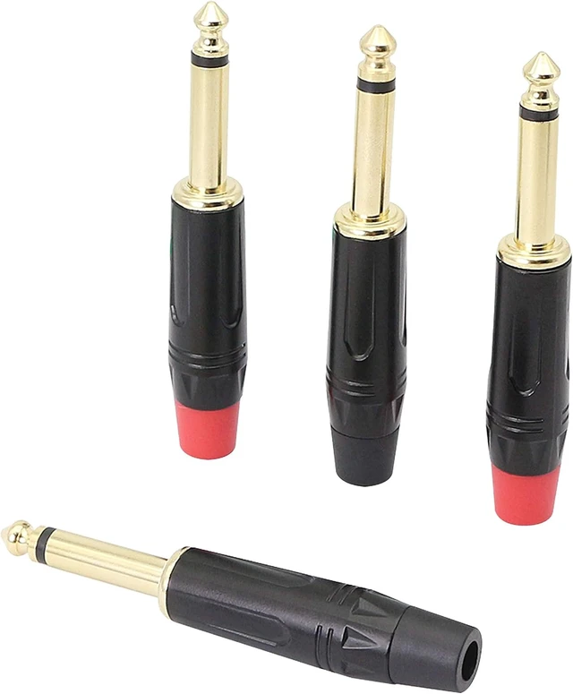 Alt view image 5 of 7 - 1/4" Audio Plug, 6.35 Mono Male Connector, Gold-Plated TS Plug- (4 Pack)