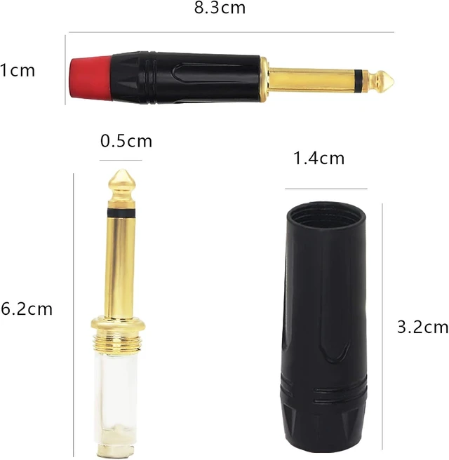 Alt view image 7 of 7 - 1/4" Audio Plug, 6.35 Mono Male Connector, Gold-Plated TS Plug- (4 Pack)