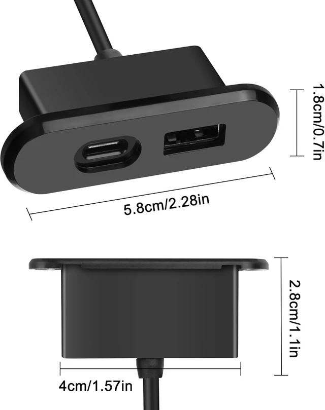 Alt view image 2 of 7 - XMSJSIY USB USB C Desk Power Grommet Outlet 5V/2A USB/Type-C Embedded