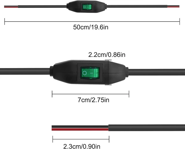 Alt view image 2 of 7 - XMSJSIY Inline Cord Switch 12V 24V/3A Toggle ON/Off Rocker Button Switch
