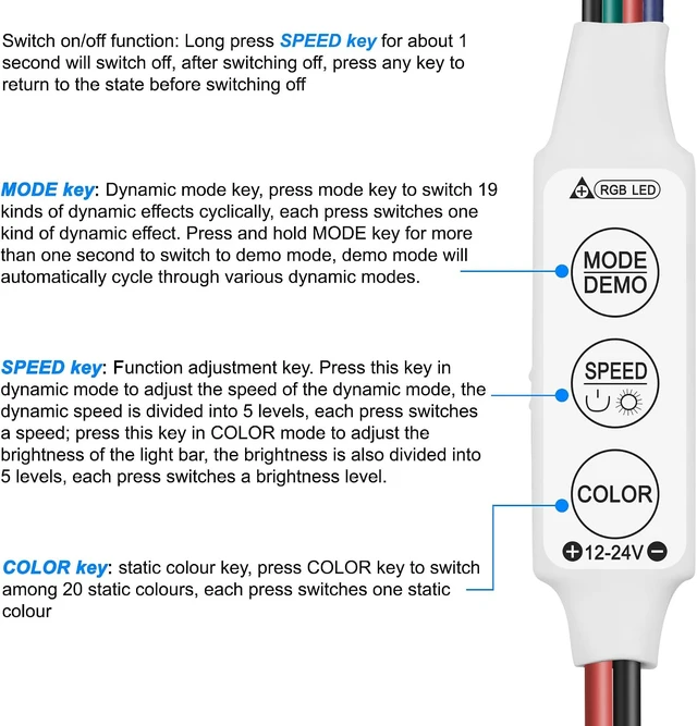 Alt view image 4 of 7 - XMSJSIY Mini Led RGB Controller 3Key Led Strip Light Brightness Dimmer-5PCS
