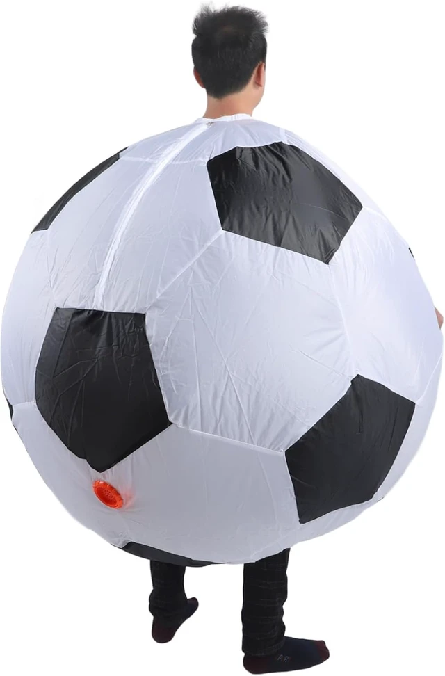 Alt view image 2 of 7 - LICAEVEY Inflatable Soccer Costume for Adults, Blow Up Football Ball Outfit with Air Blower, Funny Role Play Dress for Carnival Party, New Year Celebration, Family Photo Shoots