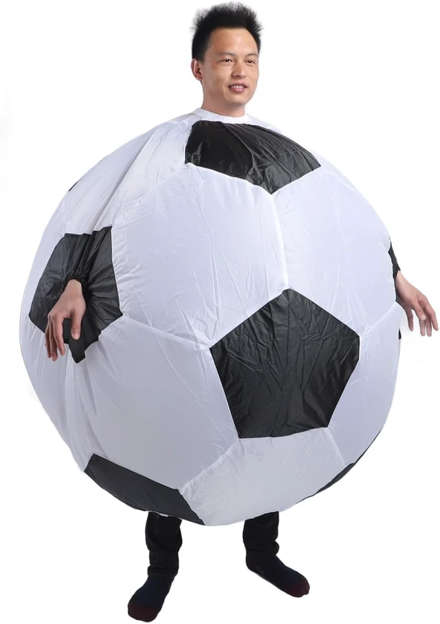 Alt view image 3 of 7 - LICAEVEY Inflatable Soccer Costume for Adults, Blow Up Football Ball Outfit with Air Blower, Funny Role Play Dress for Carnival Party, New Year Celebration, Family Photo Shoots