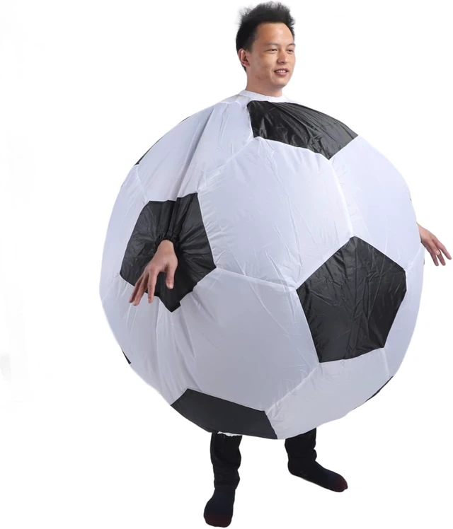 Alt view image 4 of 7 - LICAEVEY Inflatable Soccer Costume for Adults, Blow Up Football Ball Outfit with Air Blower, Funny Role Play Dress for Carnival Party, New Year Celebration, Family Photo Shoots