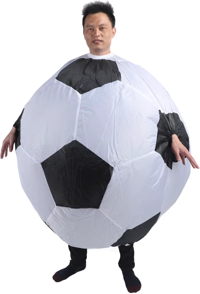 Alt view image 5 of 7 - LICAEVEY Inflatable Soccer Costume for Adults, Blow Up Football Ball Outfit with Air Blower, Funny Role Play Dress for Carnival Party, New Year Celebration, Family Photo Shoots