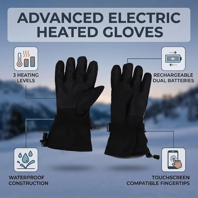 Alt view image 5 of 7 - LICAEVEY Rechargeable Heated Gloves 5000mAh Battery, 3 Heat Levels Touchscreen, Water Proof Electric Gloves for Men Women Skiing Hiking Camping Winter Work, Unisex Thermal Cold Weather