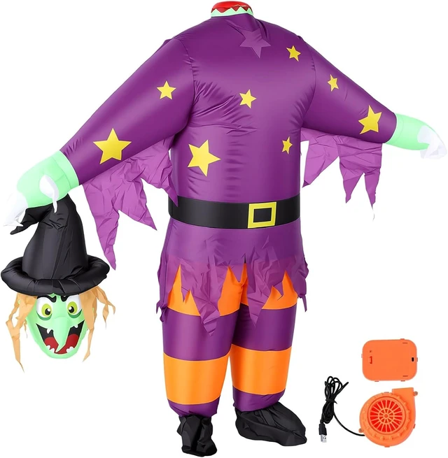 Alt view image 6 of 7 - LICAEVEY Blow Up Witch Costume with Battery Blower, Inflatable