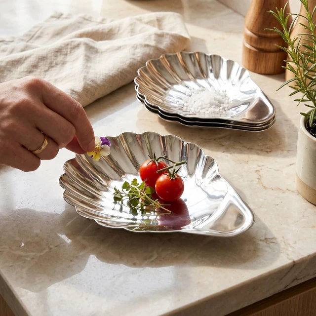 Alt view image 4 of 7 - LICAEVEY Shell Snack Tray, 304 Stainless Steel Shell Fruit Tray with Polished Finish, Small Metal Serving for Dessert, Jewelry Dish for Party, Kitchen, Wedding Decor