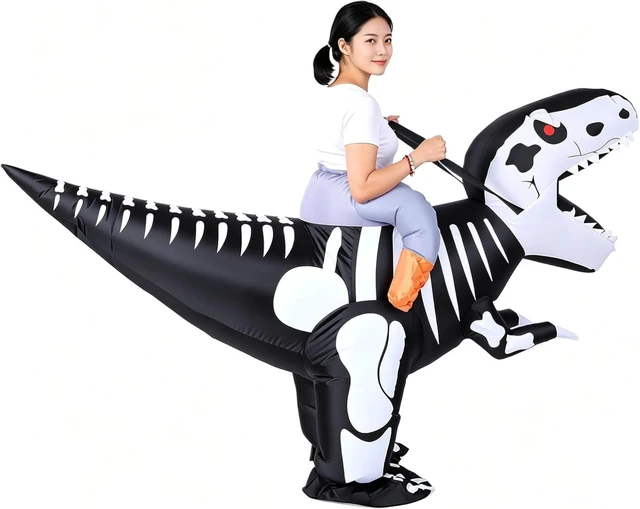 Main image of LICAEVEY Inflatable Dinosaur Costume for Adults Ride On Blow Up Skeleton Dinosaur Outfit with Blower for Cosplay Birthday Party