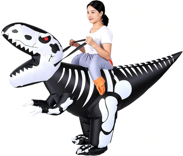 Alt view image 3 of 7 - LICAEVEY Inflatable Dinosaur Costume for Adults Ride On Blow Up Skeleton Dinosaur Outfit with Blower for Cosplay Birthday Party
