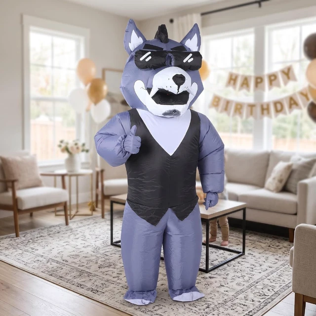 Alt view image 2 of 7 - LICAEVEY Inflatable Wolf Costume for Adults, Funny Blow Up Costume with Sunglasses, 3D Wolf Head Inflatable Party for Halloween Cosplay Stage Performance, One Size Fits