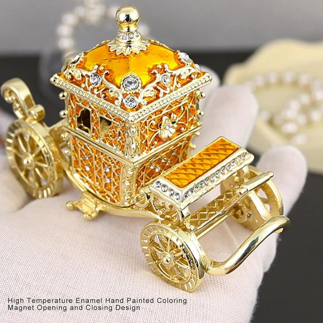 Alt view image 4 of 7 - LICAEVEY Enamel Carriage Trinket Box, Vintage Carriage Jewelry Box with Rhinestones, Decorative Trinket Organizer for Home Decor, Alloy Jewelry Storage with Magnet Lid