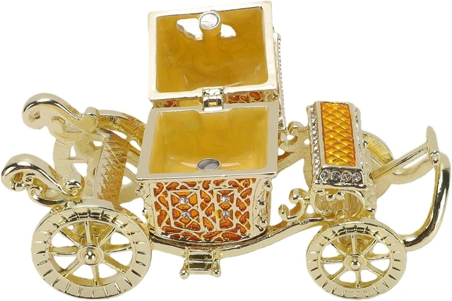 Alt view image 3 of 7 - LICAEVEY Enamel Carriage Trinket Box, Vintage Carriage Jewelry Box with Rhinestones, Decorative Trinket Organizer for Home Decor, Alloy Jewelry Storage with Magnet Lid