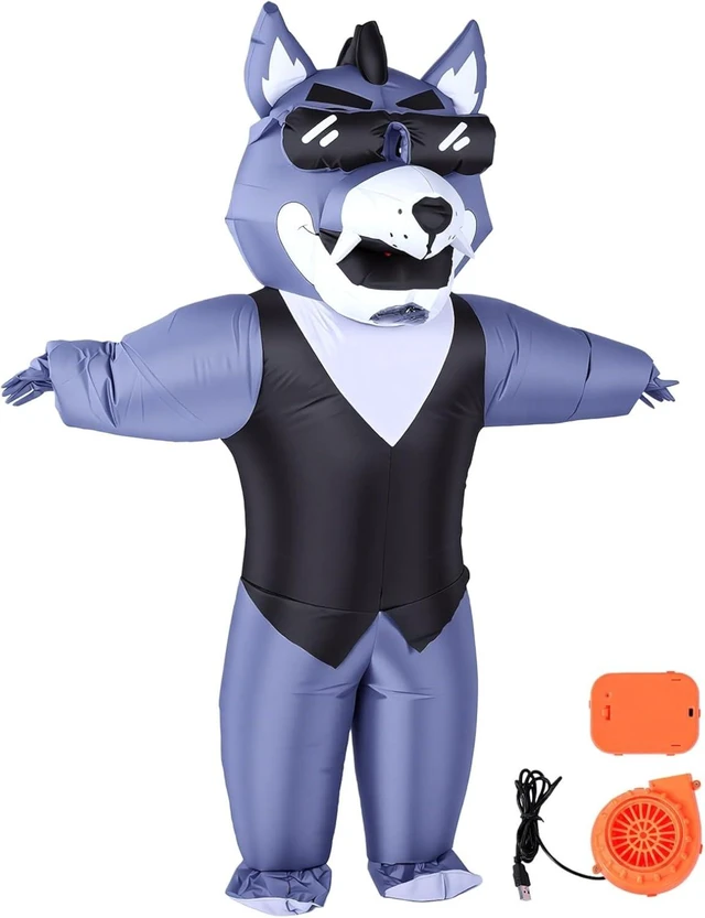 Alt view image 6 of 7 - LICAEVEY Inflatable Wolf Costume for Adults, Funny Blow Up Costume with Sunglasses, 3D Wolf Head Inflatable Party for Halloween Cosplay Stage Performance, One Size Fits