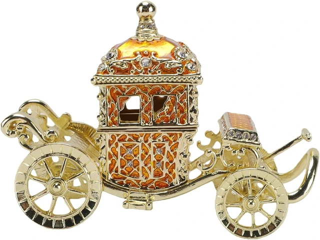 Alt view image 6 of 7 - LICAEVEY Enamel Carriage Trinket Box, Vintage Carriage Jewelry Box with Rhinestones, Decorative Trinket Organizer for Home Decor, Alloy Jewelry Storage with Magnet Lid