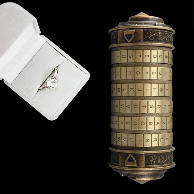 Alt view image 2 of 7 - LICAEVEY Code Lock Romantic Password Letter Box, Metal Jewelry Ring Holder for Engagement Proposal, Vintage Keepsake Cipher Secret Storage Container, Antique Padlock Decorative Present